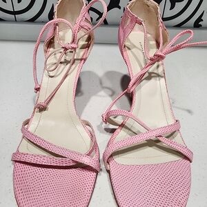 Banana Republic Pink Pebbled Leather Strappy Heeled Sandals 7.5
